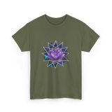 Lotus Flower Sacred Geometry Meditation T-Shirt - Military Green