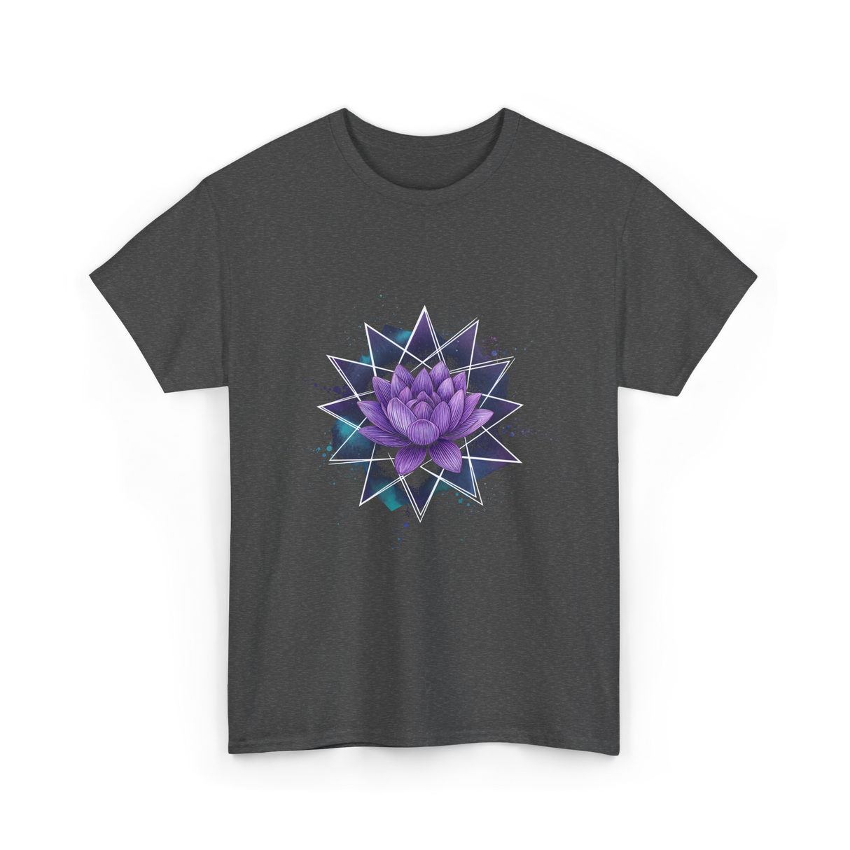 Lotus Flower Sacred Geometry Meditation T-Shirt - Dark Heather