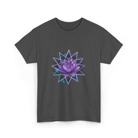 Lotus Flower Sacred Geometry Meditation T-Shirt - Dark Heather