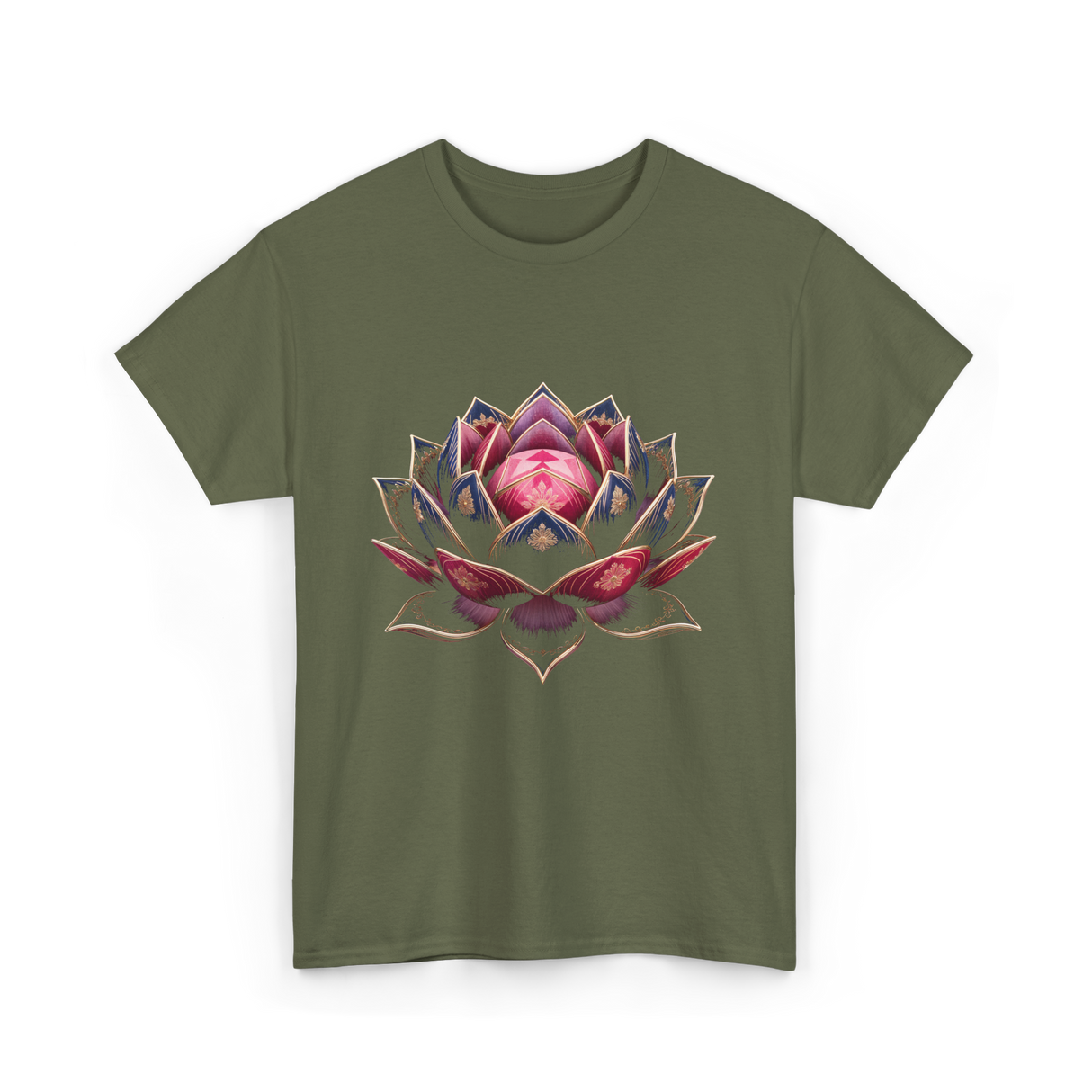 Lotus Flower Zen Buddhism Yoga T-Shirt - Military Green