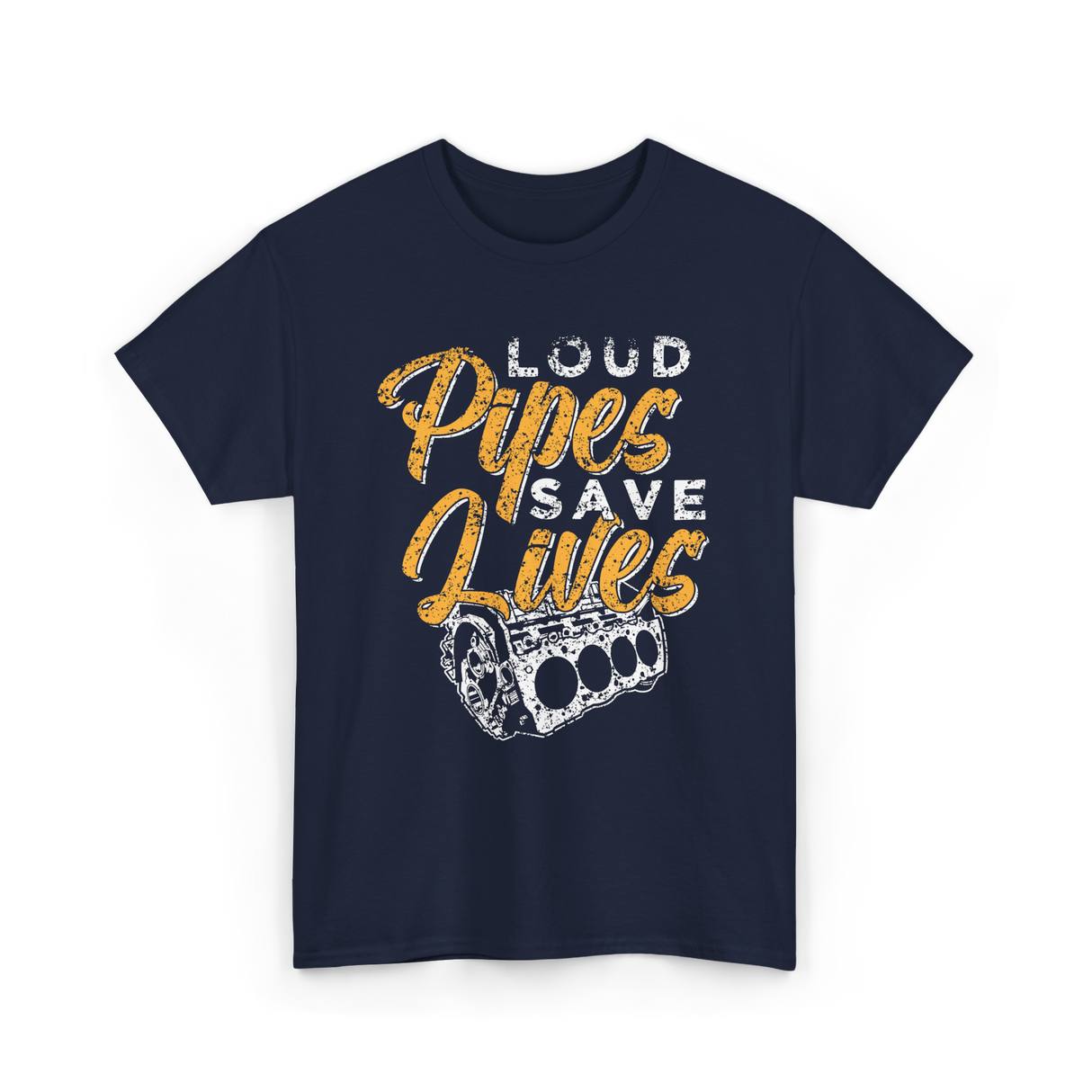 Loud Pipes Save Lives Mechanic T-Shirt - Navy