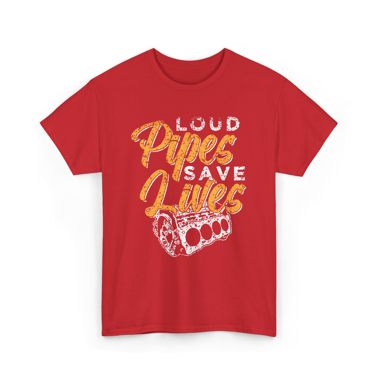 Loud Pipes Save Lives Mechanic T-Shirt - Red