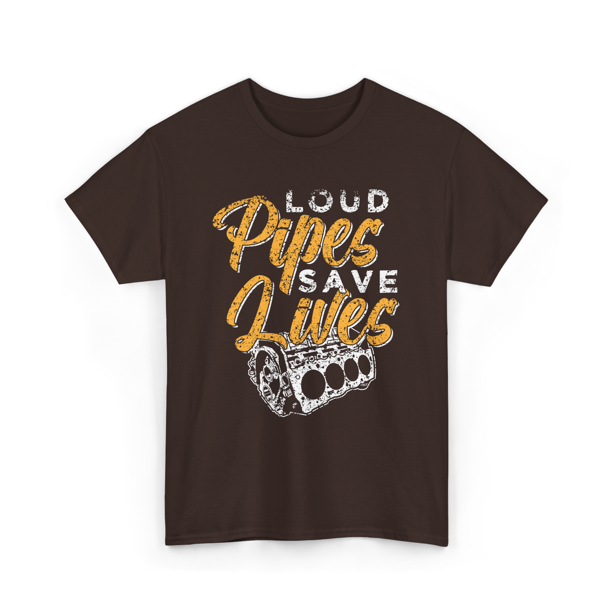 Loud Pipes Save Lives Mechanic T-Shirt - Dark Chocolate