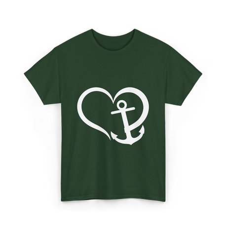 Love Anchor Nautical Sailing T-Shirt - Forest Green