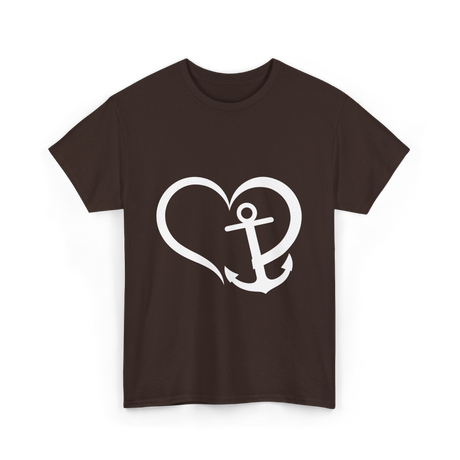 Love Anchor Nautical Sailing T-Shirt - Dark Chocolate