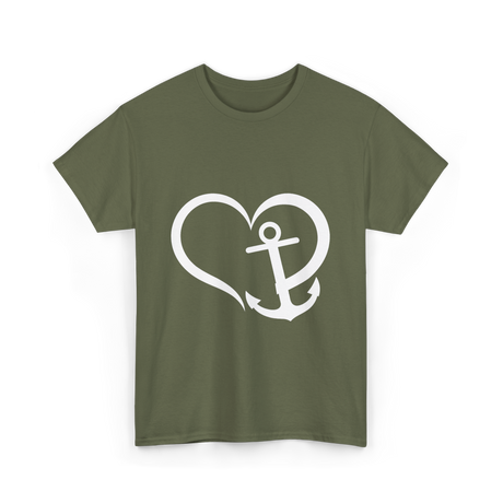 Love Anchor Nautical Sailing T-Shirt - Military Green