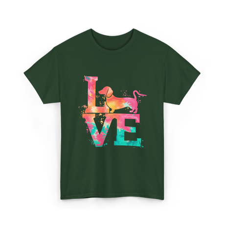 Love Dog Dachshund Lover T-Shirt - Forest Green