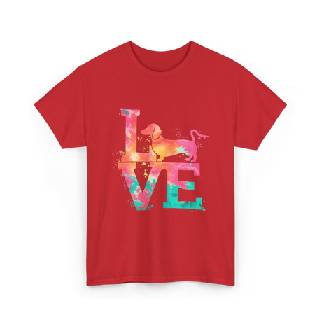 Love Dog Dachshund Lover T-Shirt - Red