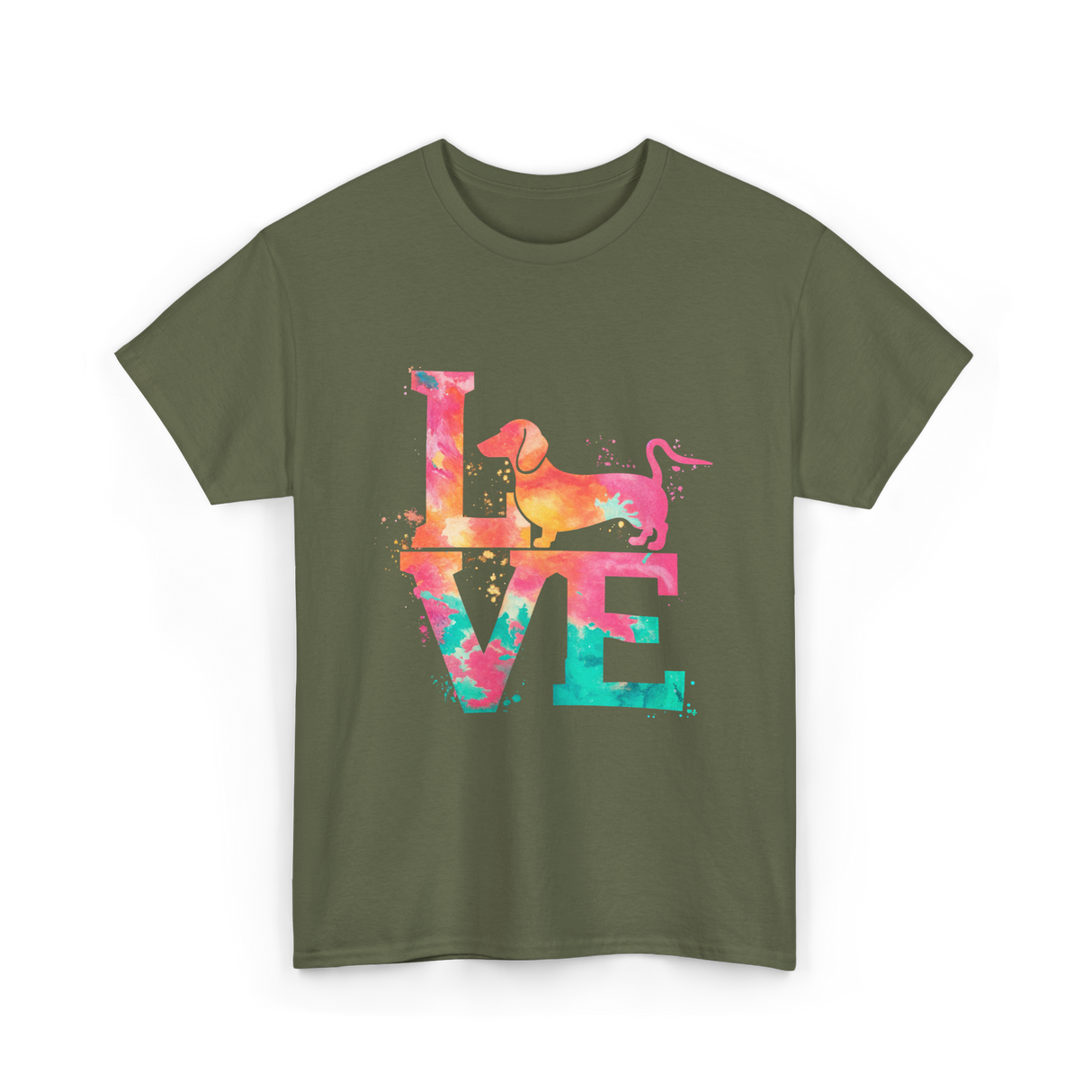 Love Dog Dachshund Lover T-Shirt - Military Green