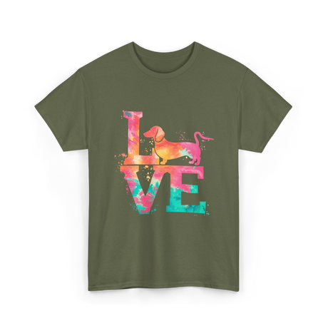 Love Dog Dachshund Lover T-Shirt - Military Green