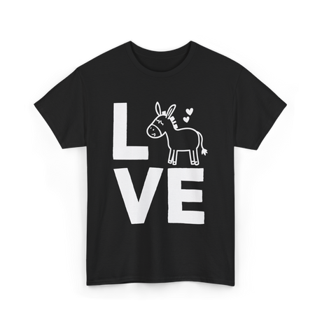 Love Donkey Animal Design T-Shirt - Black