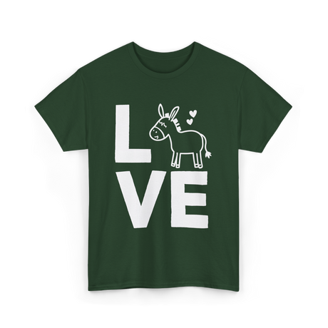 Love Donkey Animal Design T-Shirt - Forest Green