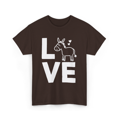 Love Donkey Animal Design T-Shirt - Dark Chocolate