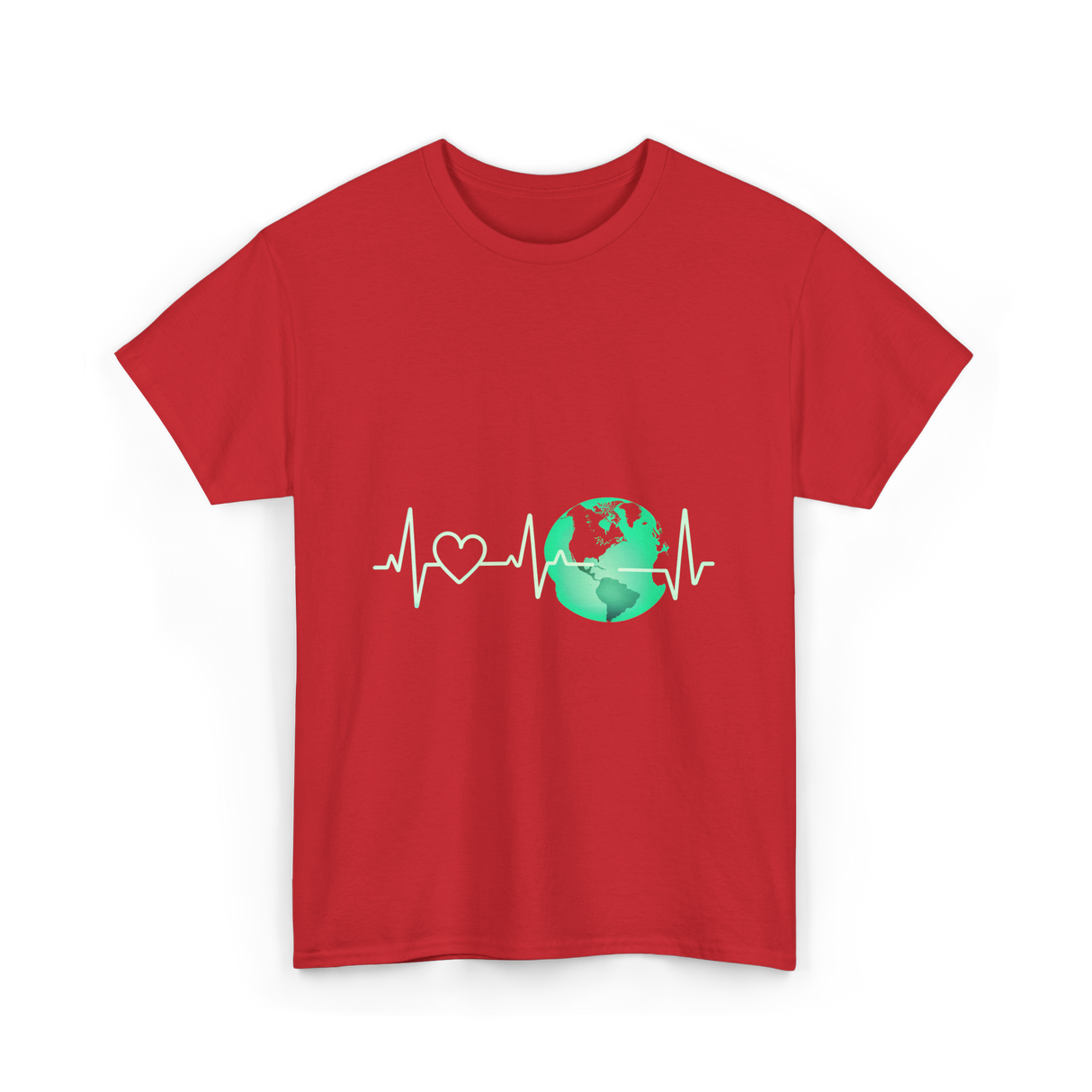 Love Earth Heartbeat Climate Change T-Shirt - Red