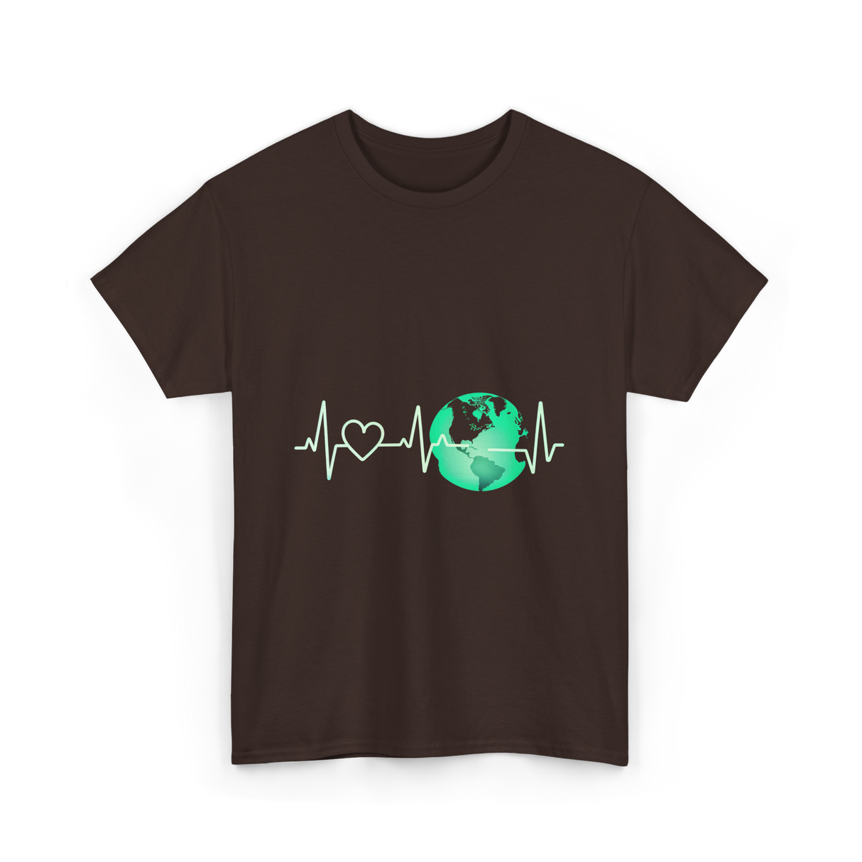 Love Earth Heartbeat Climate Change T-Shirt - Dark Chocolate