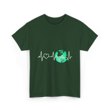 Love Earth Heartbeat Climate Change T-Shirt - Forest Green