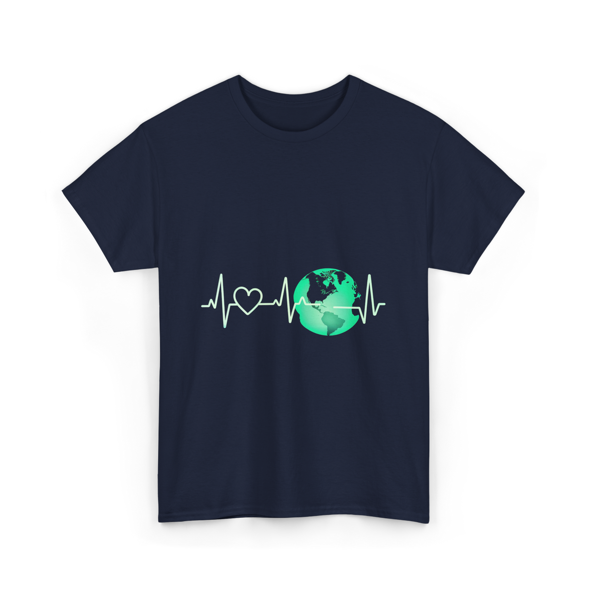 Love Earth Heartbeat Climate Change T-Shirt - Navy