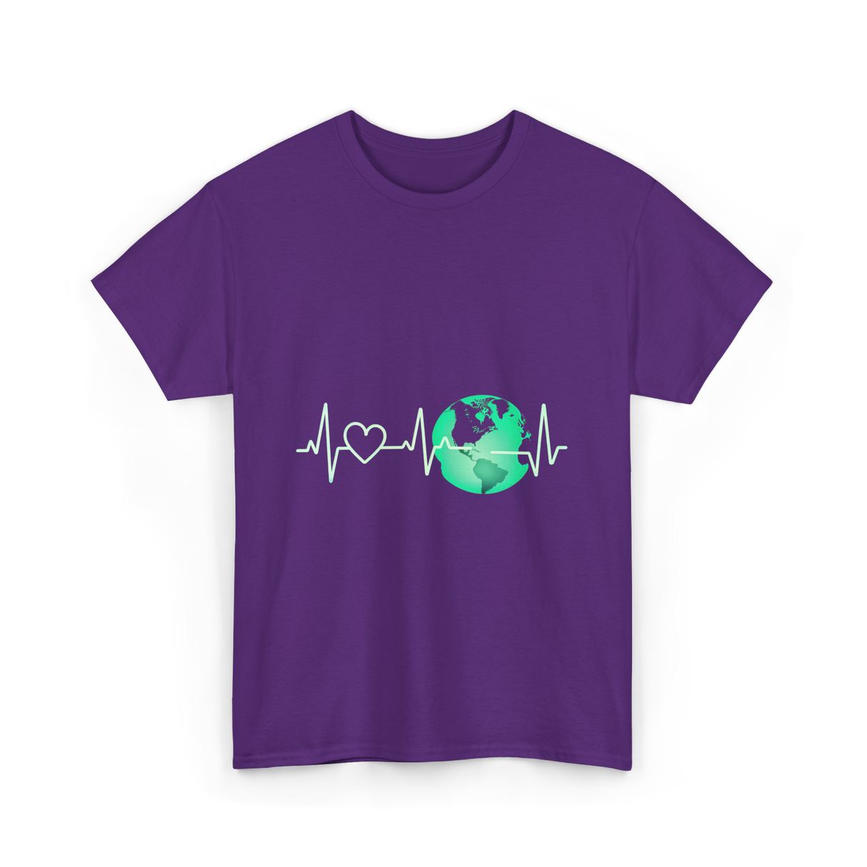 Love Earth Heartbeat Climate Change T-Shirt - Purple