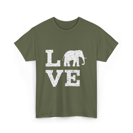 Love Elephants Elephant T-Shirt - Military Green