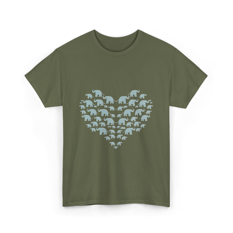 Love Elephants T-Shirt - Military Green