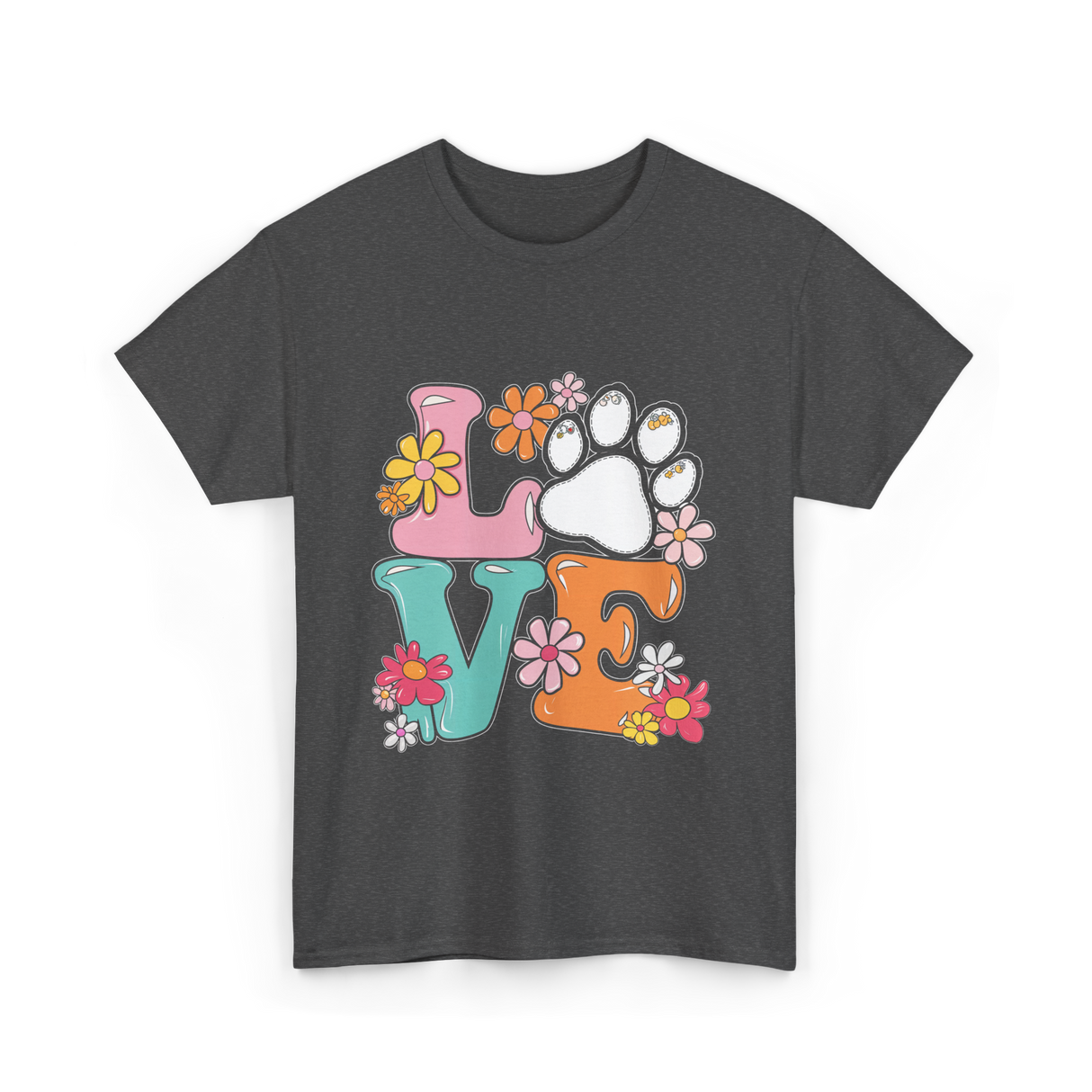 Love Flowers Pets T-Shirt - Dark Heather