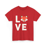 Love Fox Cute Fox T-Shirt - Red
