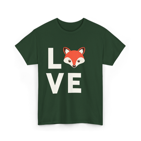 Love Fox Cute Fox T-Shirt - Forest Green