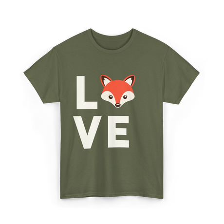 Love Fox Cute Fox T-Shirt - Military Green