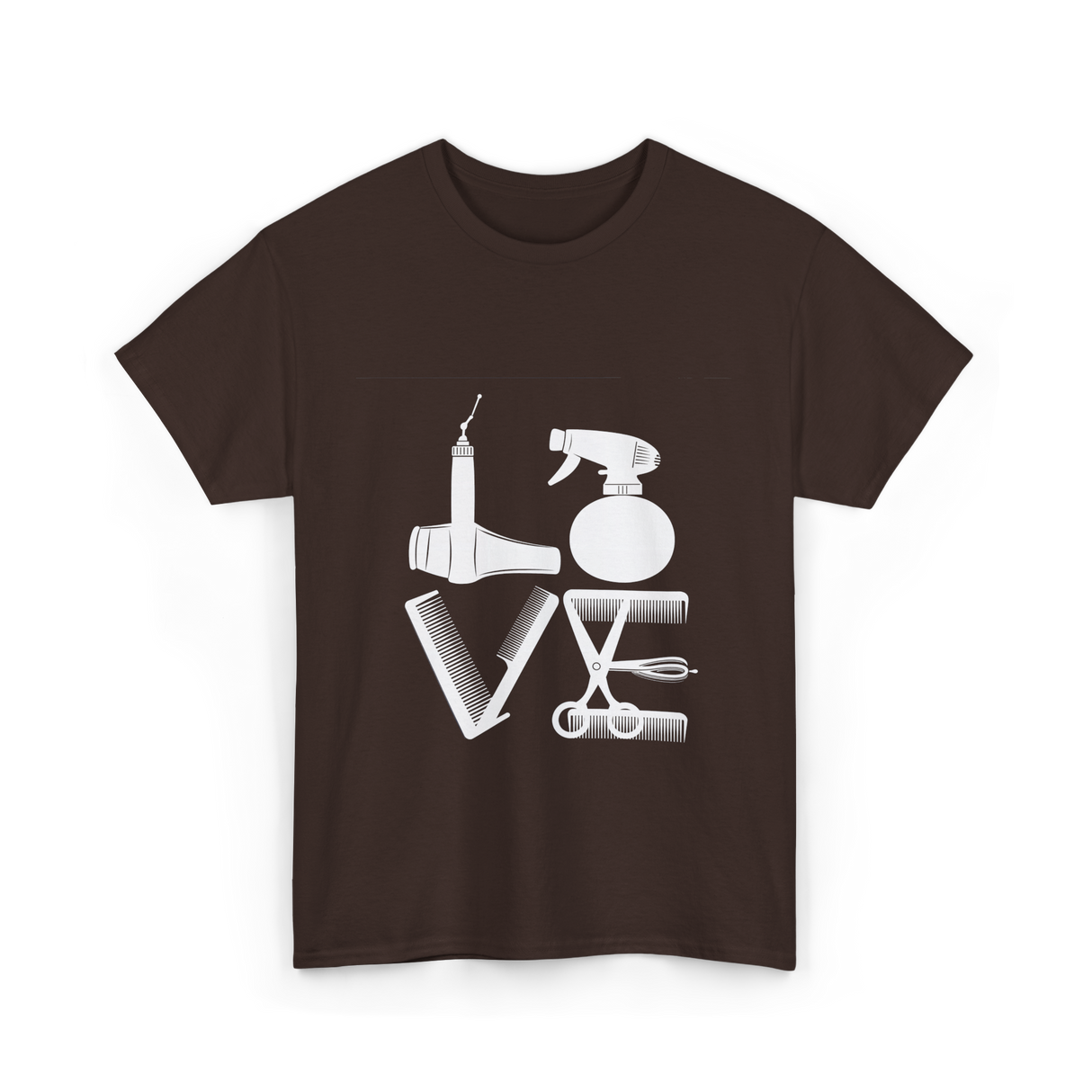 Love Hair Tools Hairdressing T-Shirt - Dark Chocolate