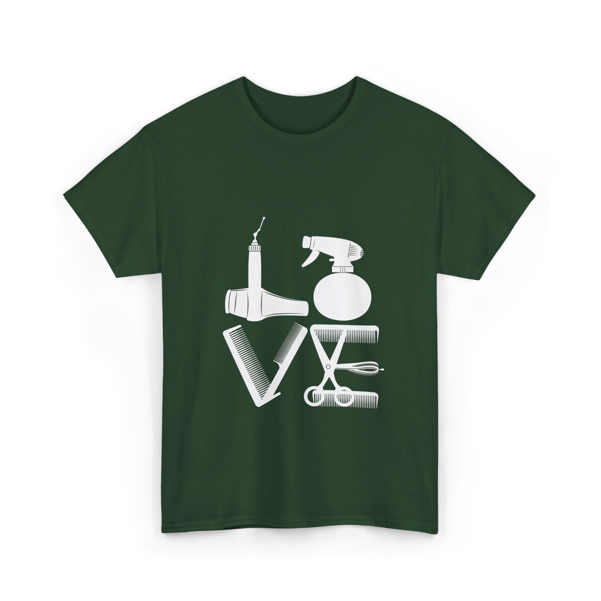 Love Hair Tools Hairdressing T-Shirt - Forest Green