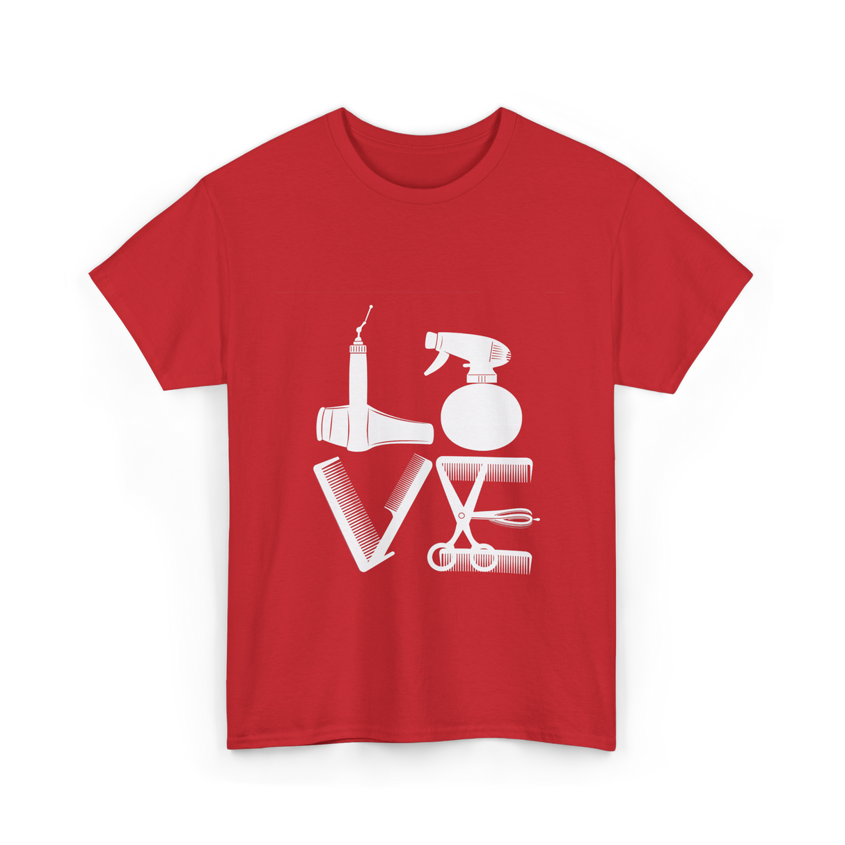 Love Hair Tools Hairdressing T-Shirt - Red