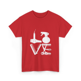 Love Hair Tools Hairdressing T-Shirt - Red