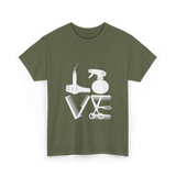 Love Hair Tools Hairdressing T-Shirt - Military Green