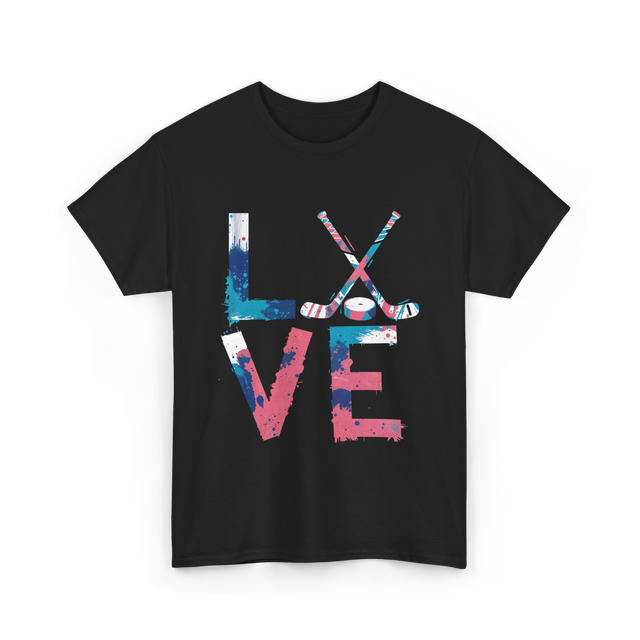 Love Hockey Ice Hockey T-Shirt - Black