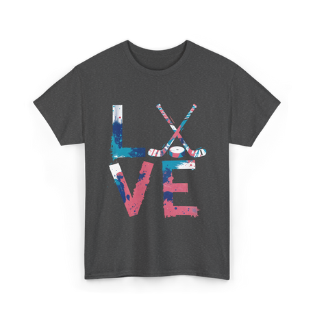 Love Hockey Ice Hockey T-Shirt - Dark Heather