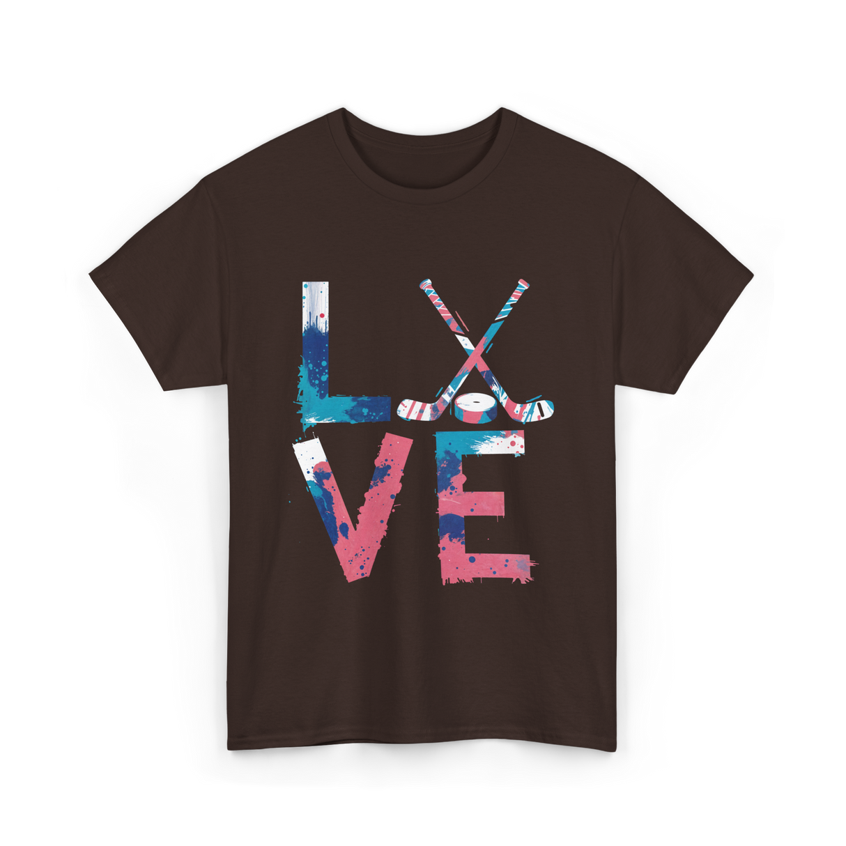 Love Hockey Ice Hockey T-Shirt - Dark Chocolate