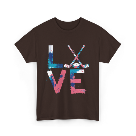 Love Hockey Ice Hockey T-Shirt - Dark Chocolate