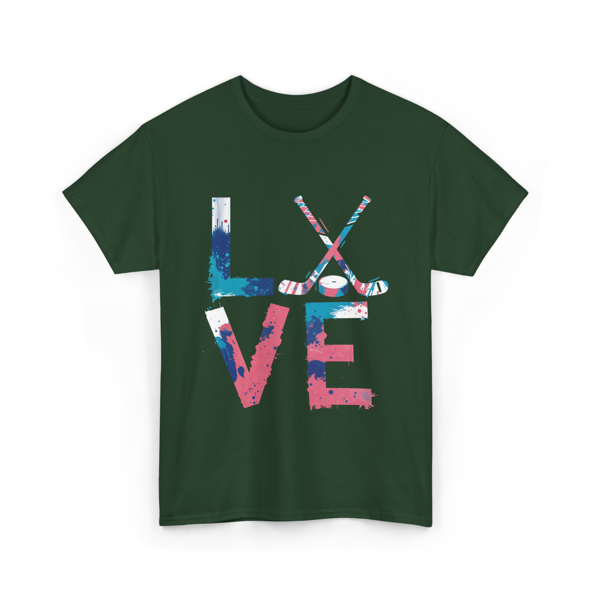 Love Hockey Ice Hockey T-Shirt - Forest Green