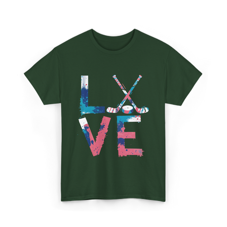 Love Hockey Ice Hockey T-Shirt - Forest Green