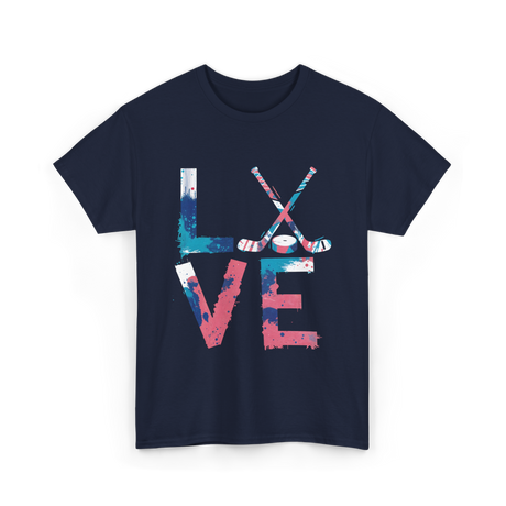 Love Hockey Ice Hockey T-Shirt - Navy