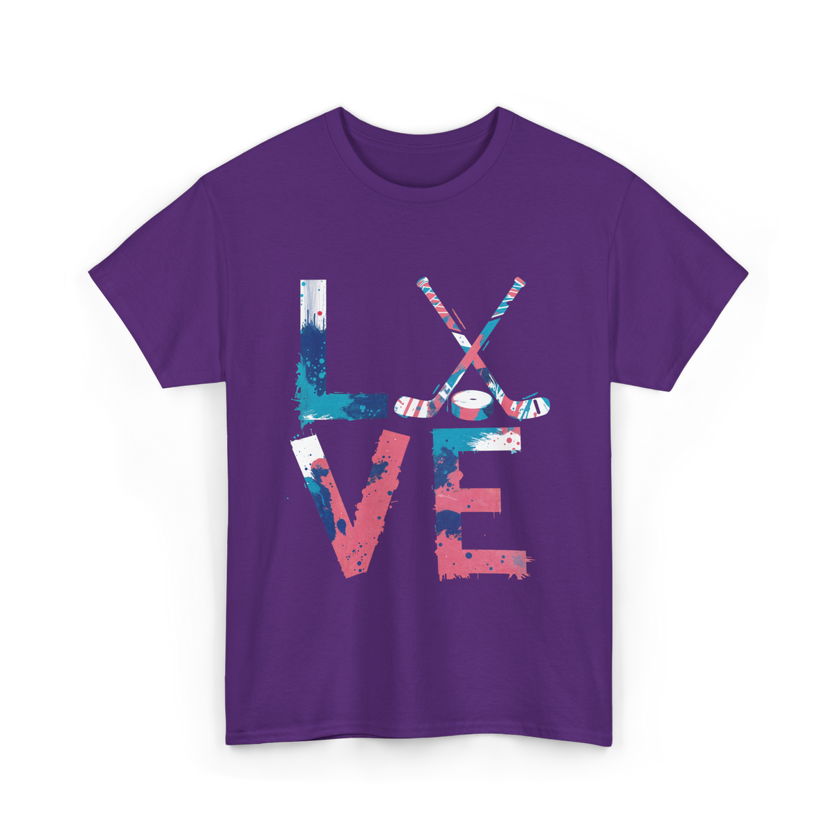 Love Hockey Ice Hockey T-Shirt - Purple