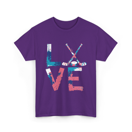 Love Hockey Ice Hockey T-Shirt - Purple