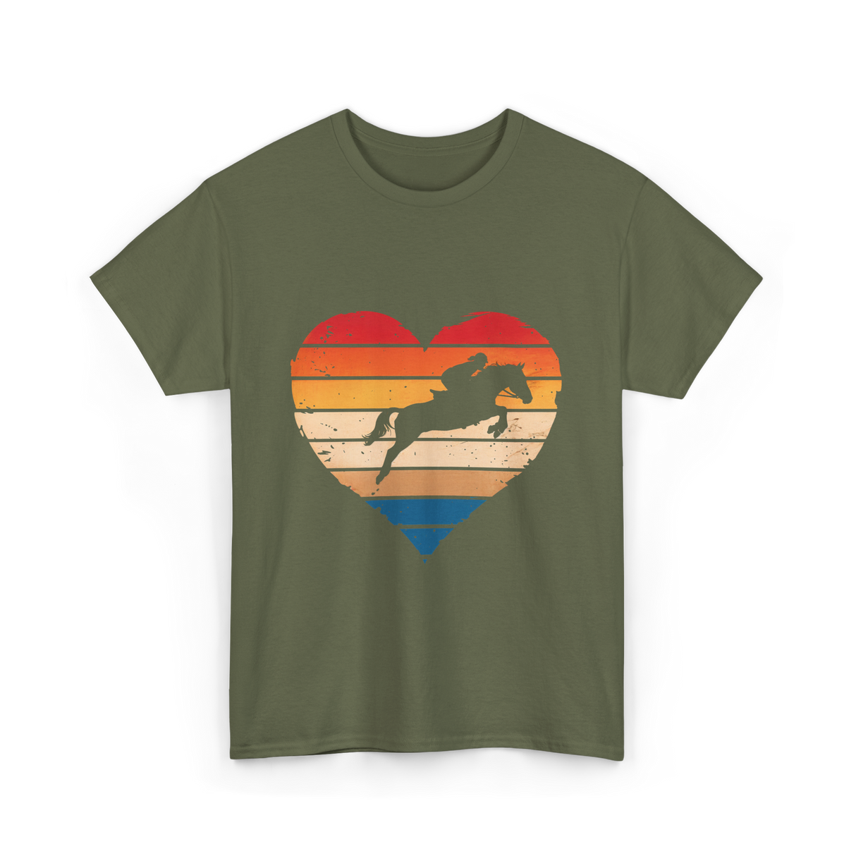 Love Horses Equestrian T-Shirt - Military Green