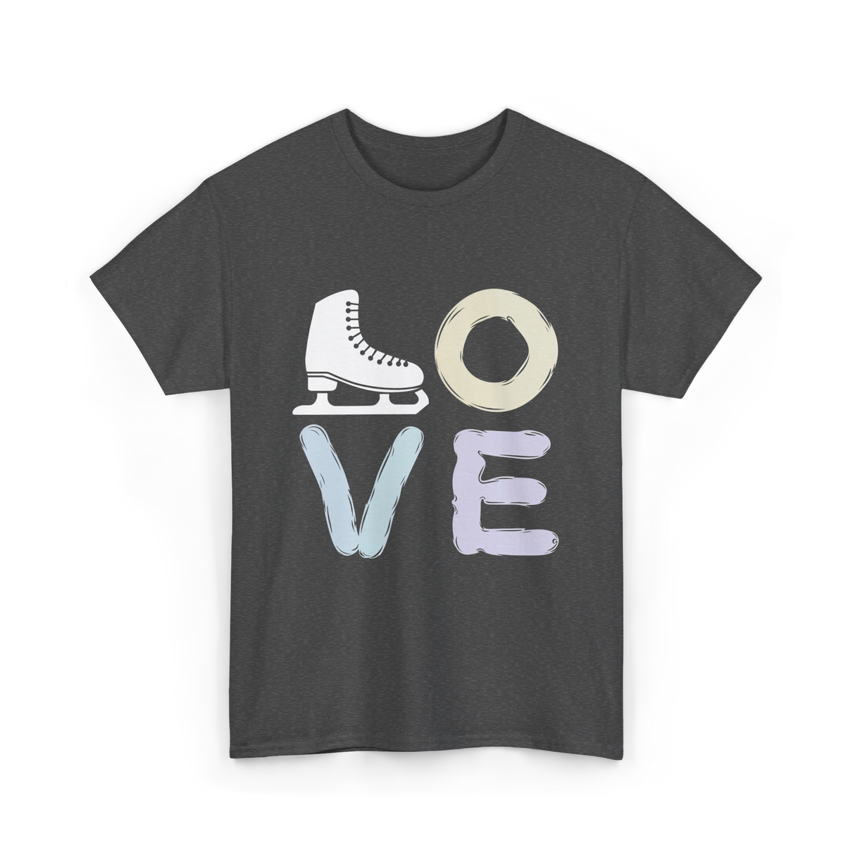 Love Ice Skate Figure Skating T-Shirt - Dark Heather