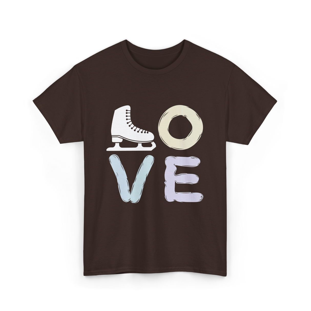 Love Ice Skate Figure Skating T-Shirt - Dark Chocolate