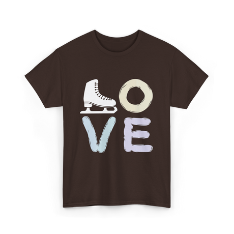 Love Ice Skate Figure Skating T-Shirt - Dark Chocolate