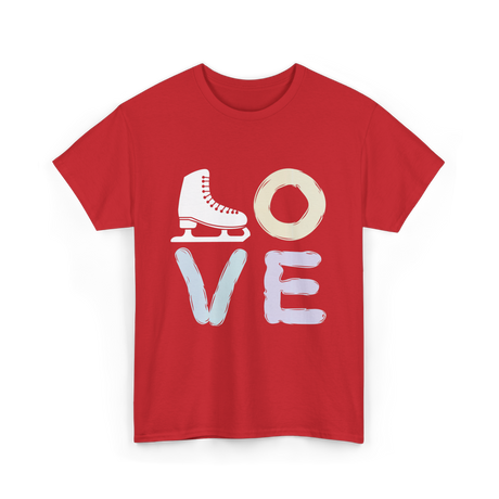 Love Ice Skate Figure Skating T-Shirt - Red