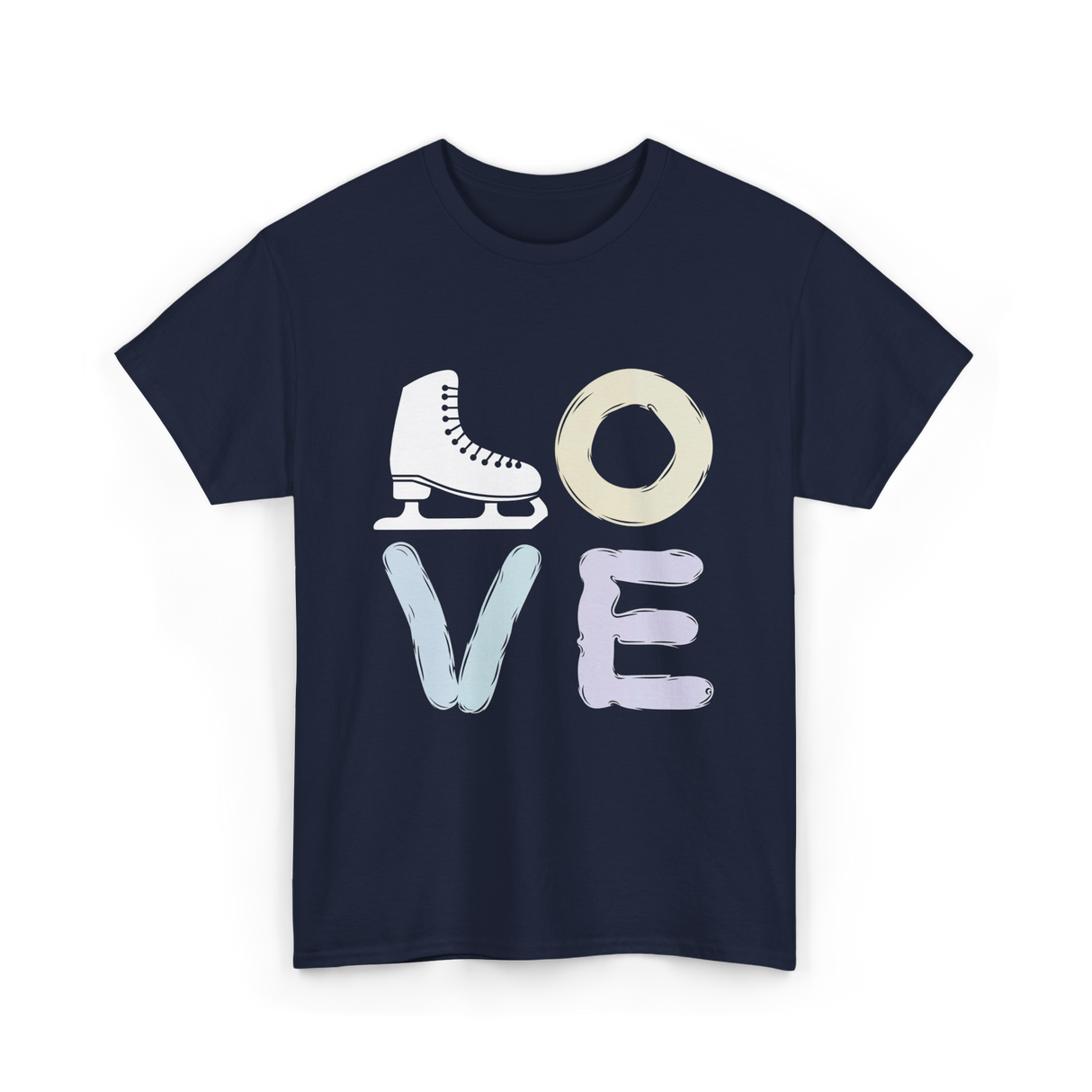 Love Ice Skate Figure Skating T-Shirt - Navy