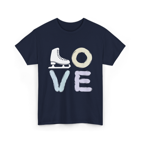 Love Ice Skate Figure Skating T-Shirt - Navy