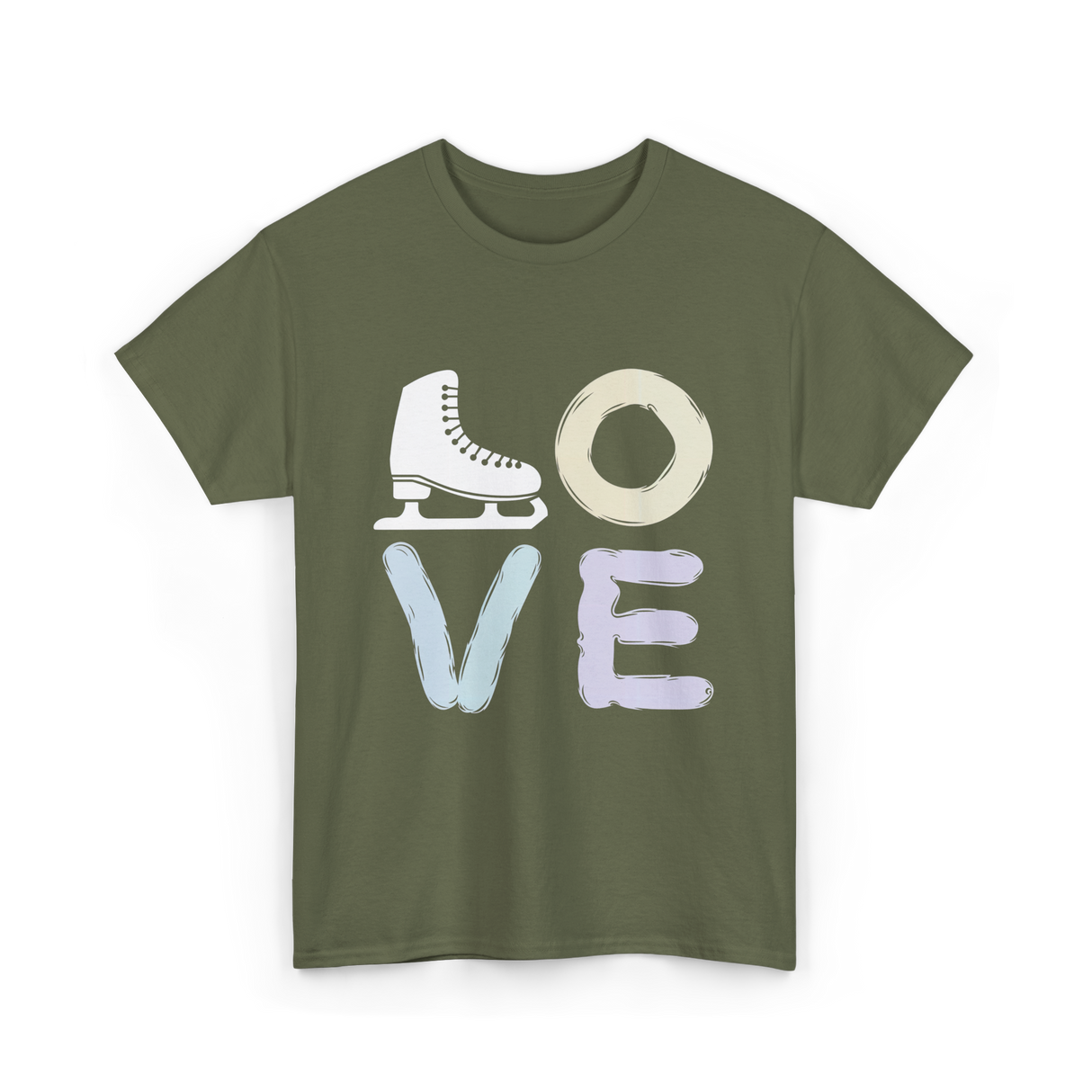 Love Ice Skate Figure Skating T-Shirt - Military Green